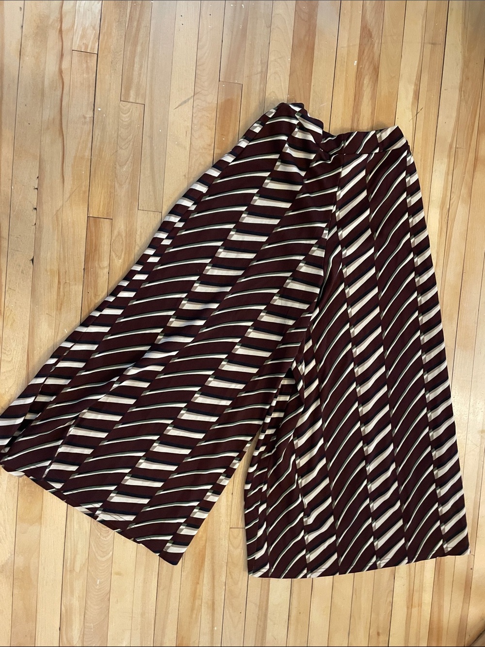 Pinkyotto Burgundy and Cream Wide Leg Jumpsuit Pants